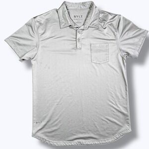 BYLT Basics Polo Shirt Mens Large Gray Short Sleeve Minimalist Casual Athleisure
